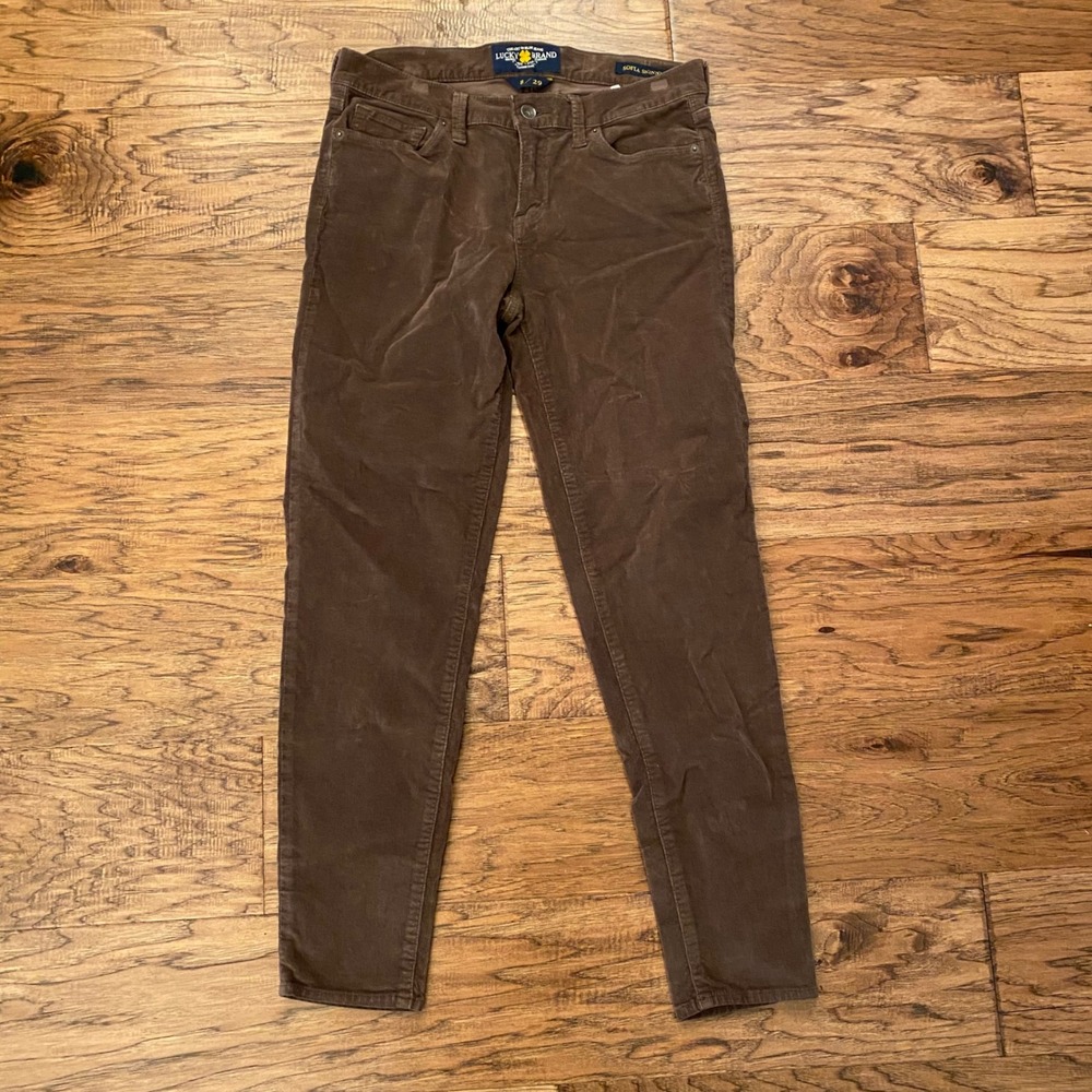 Lucky Brand Sofia Skinny Pants Womens 8 29 Brown Corduroy Mid Rise Trousers